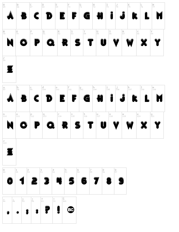 Bonus font map